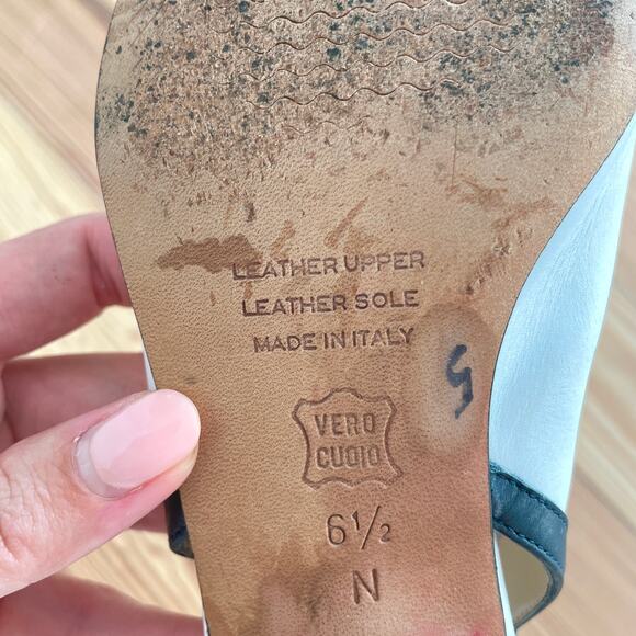 Talbots White and Blue Slingback Heels - Picture 7 of 8